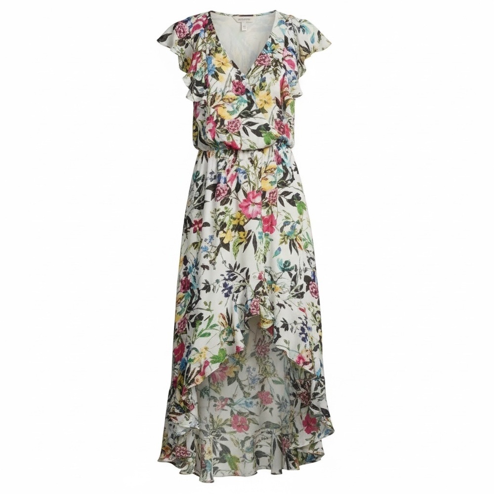 Parker 100% Silk Constance Flutter Blouson High Low Dress